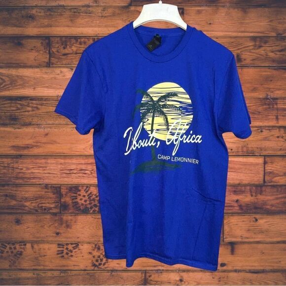5 for $25🔥Hanes Dibouti, Africa Camp Lemonner Blue T-Shirt Medium- New - Picture 1 of 7